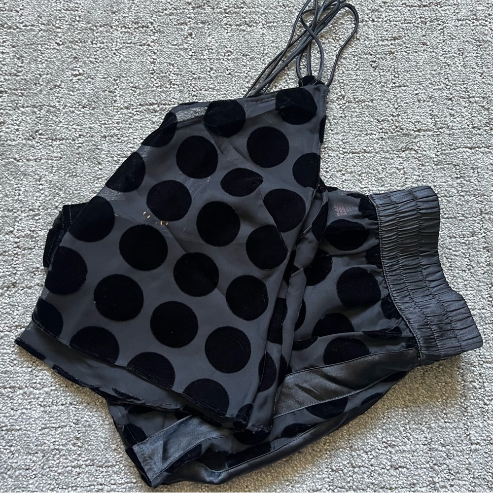 Victoria’s Secret two piece black burnout velvet sleep set size small.